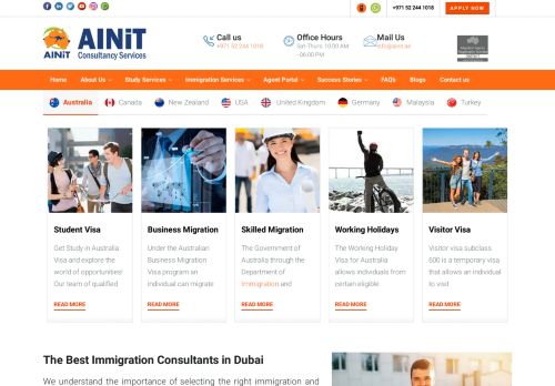 لقطة شاشة لموقع AINiT - immigration Consultants - Education Consultant in Dubai
بتاريخ 17/12/2020
بواسطة دليل مواقع تبادل بالمجان
